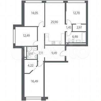 4-к квартира, 117.2 м², 13/35 эт.