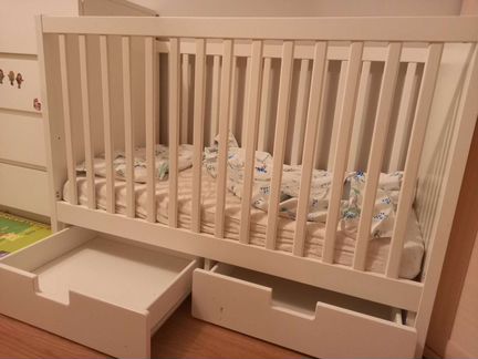 Кровать детская IKEA стува + постельное белье