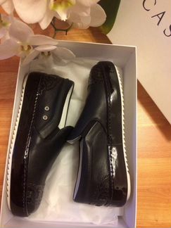 Новые чёрные кожаные слипоны Casadei (оригинал)