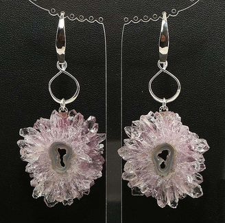 Серьги Аметистовые сталактиты №8 Крупные (серебро