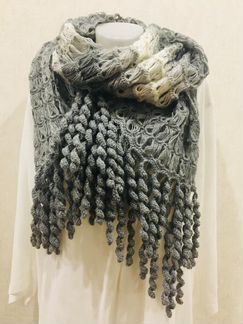 Палантин Ежик в тумане ручная работа разм.60смх2м