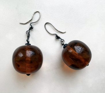 Серьги из янтаря с серебром