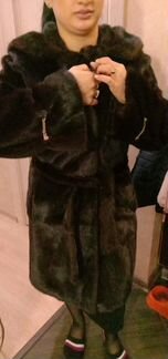 Шуба норковая с капюшоном