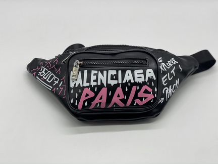 Новая кожаная поясная сумка Balenciaga чёрная