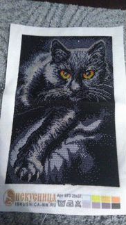 Кот картина из бисера
