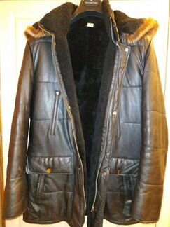 Зимняя куртка с капюшоном нат. Кожа и Мех