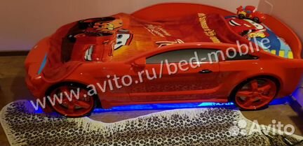 Кровать машина Мустанг 3D красный