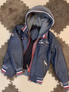 Кожаная куртка с утеплителем осень на 4-6 лет (бол