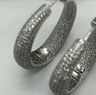 Серебряные серьги Конго с цирконами