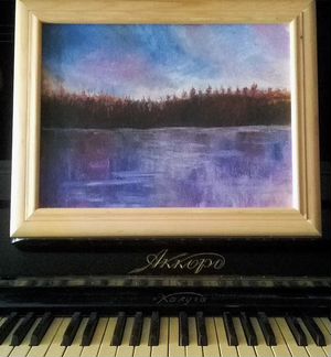Вечерний лес. Картина маслом