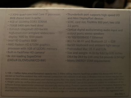 Macbook pro 15 2011 early i7