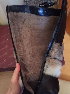 Кожаные зимние сапоги