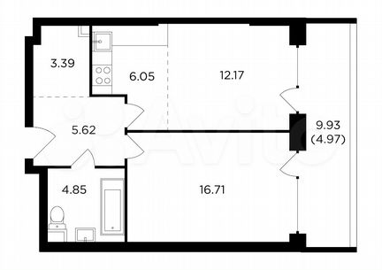 2-к квартира, 53.8 м², 2/29 эт.
