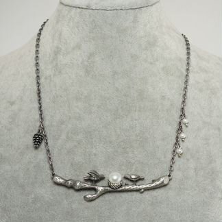 Колье Птички с жемчугом №2