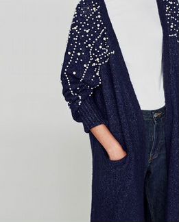Кардиган Zara с отделкой искусственным жемчугом