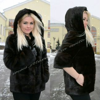 Норковая шуба с капюшоном