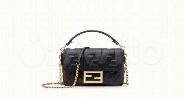 Fendi Baguette Black leather bag mini 