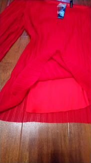 Новое английское платье туника гофре красного цвет