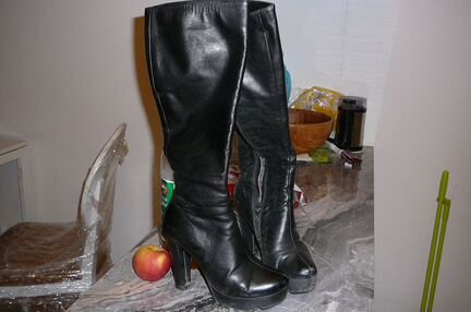 Модные сапоги зима платформа р36 кожа цигейка