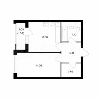 1-к квартира, 41.3 м², 4/27 эт.