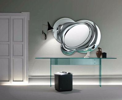 Стеклянные итальянские стол, Кресло, Зеркало