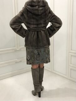 Норковая шуба серо-пепельная (автоледи)